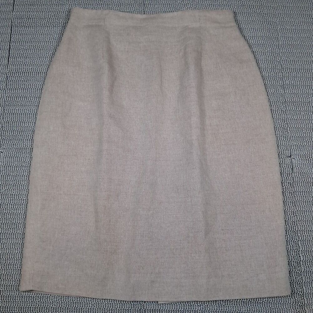 Terijon Tan Linen Cotton Blend Pencil Skirt Rickie Freeman Sz 10 Office Corp